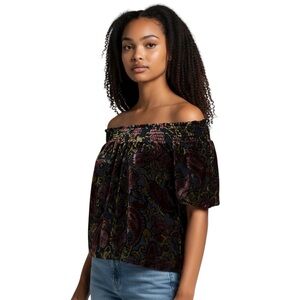 Anthropologie Belle Vere Velvet Paisley Blouse - XS